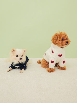 [CAT&DOG] Heart Aran Cozy Fleece Jumpsuit Pet Clothes in off-white, Premium Luxury Pet Apparel, Pet Clothes at Gelato Pique USA.