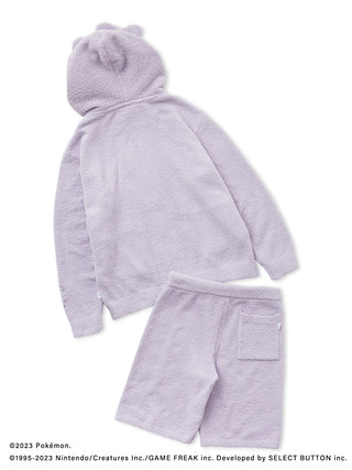 Men's Baby Moco Ditto Hoodie and Shorts Set from Pokémon Sleep, soft lavender color, featuring cozy bear-ear hoodie design.