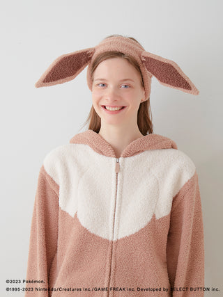 Unisex Eevee hair band worn with matching cozy hoodie, inspired by Pokémon Sleep collection