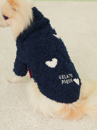 [CAT&DOG] Heart Aran Cozy Fleece Jumpsuit Pet Clothes in navy, Premium Luxury Pet Apparel, Pet Clothes at Gelato Pique USA.