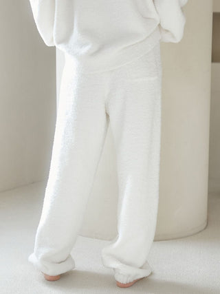 Soft white Baby Moco Cat Long Lounge Pants from Gelato Pique USA, showcasing cozy and plush comfort for premium loungewear.