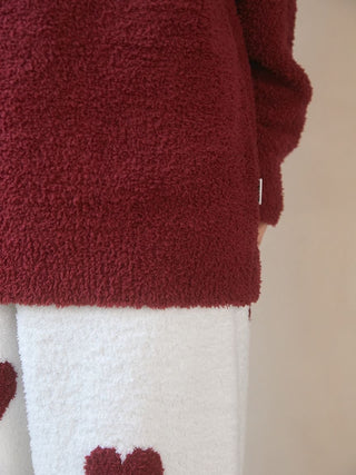 Chocolate & Framboise Baby Moco Pullover Sweater showcasing fluffy red fabric with cozy, relaxed fit from Gelato Pique USA.