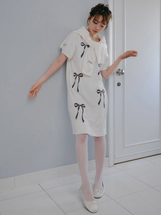 Ribbon Jacquard Cropped Cardigan