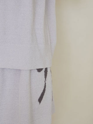Close-up of a Ribbon Jacquard Pullover Sweater by Gelato Pique USA, showcasing premium loungewear with an elegant ribbon motif.
