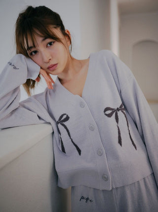 Ribbon Jacquard Cropped Cardigan