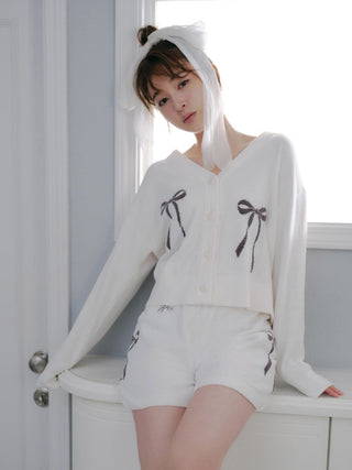 Ribbon Jacquard Cropped Cardigan