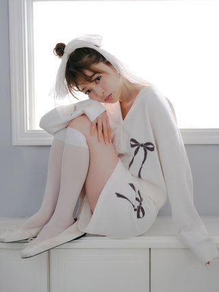 Ribbon Jacquard Cropped Cardigan