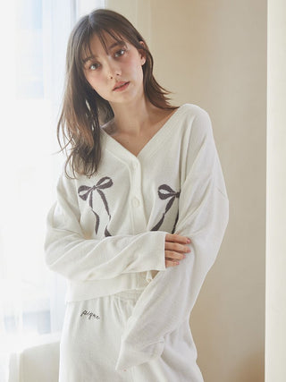 Ribbon Jacquard Cropped Cardigan