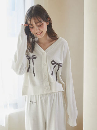 Ribbon Jacquard Cropped Cardigan