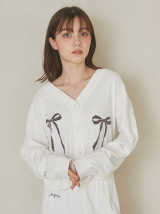 Ribbon Jacquard Cropped Cardigan