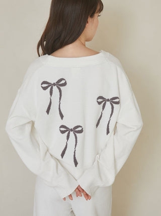 Ribbon Jacquard Cropped Cardigan