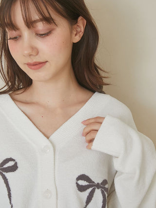Ribbon Jacquard Cropped Cardigan