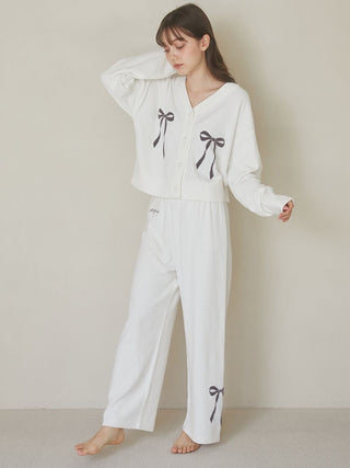 Ribbon Jacquard Cropped Cardigan