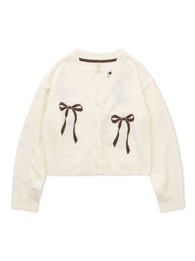 Ribbon Jacquard Cropped Cardigan gelato pique