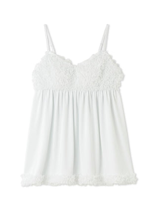 White tulle camisole with romantic A-line silhouette and soft jersey lining.