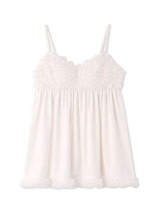 Romantic tulle camisole with voluminous fabric and soft jersey lining, featuring an A-line silhouette, perfect for special wear at home.