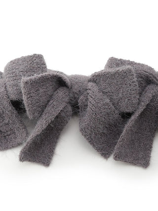 Plush Bow Hair Ribbon in gray, featuring a cozy and elegant design by Gelato Pique, perfect for adding a stylish twist to any look.