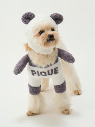 Small dog wearing CAT&DOG Baby Moco Panda Pet Clothes & Cap Set, featuring soft material and panda design. Perfect for pets' comfort.