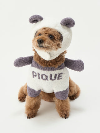 Adorable dog wearing CAT&DOG Baby Moco Panda Pet Clothes & Cap Set showcasing cute panda design, ideal for pet comfort and style.