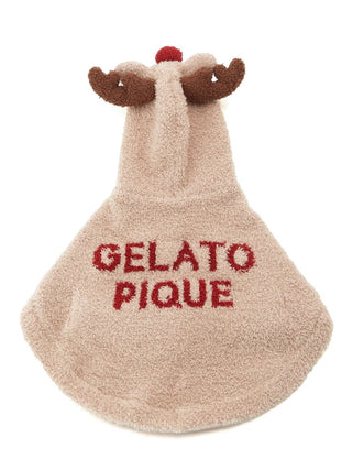 CAT&DOG Baby Moco Reindeer Costume with Hood and Antlers in Cozy Fleece in Beige, Premium Luxury Pet Apparel, Pet Clothes at Gelato Pique USA.
