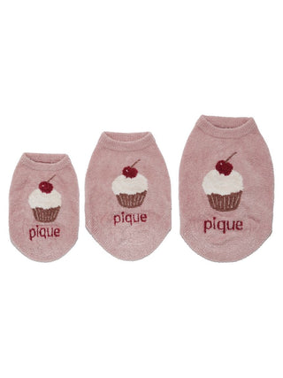 CAT&DOG Cupcake Sleeveless Pet Clothes in pink with cupcake design and cherry embroidery in three different sizes.