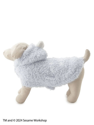 Cookie Monster cape for cats and dogs, fluffy light blue outfit inspired by Sesame Street.
