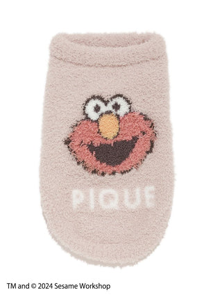 Close-up of Elmo jacquard pullover featuring Sesame Street character on a fuzzy fabric.