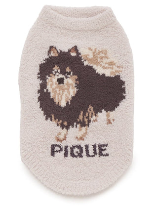 Alt Tag: CAT&DOG Baby Moco Pomeranian pet clothes featuring a cute Pomeranian design and the text 'PIQUE' on soft, cozy fabric.