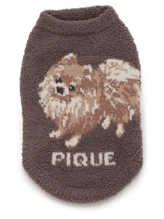 CAT&DOG Baby Moco Pomeranian pet clothes featuring a fluffy Pomeranian design and 'PIQUE' text, ideal for fashionable pets.