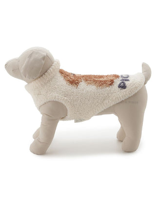 Toy Poodle plush model wearing CAT&DOG pet clothes in cream color.