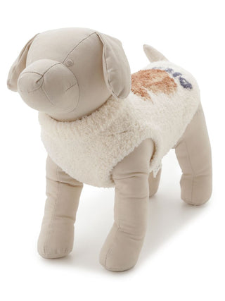 Plush toy poodle wearing soft beige pet clothes, ideal for cats and dogs.