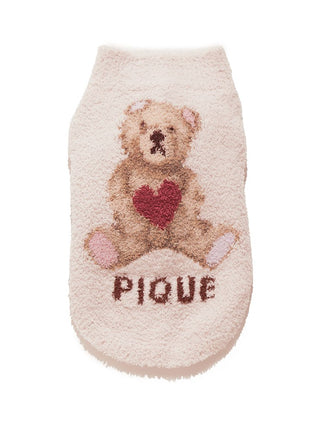 CAT&DOG Heart Bear Jacquard Pet Clothes with teddy bear design, featuring a red heart and 'PIQUE' text.