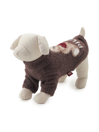 Heart Bear Jacquard Pet Clothes on plush dog model showcasing CAT&DOG stylish pet apparel for small dogs and cats.