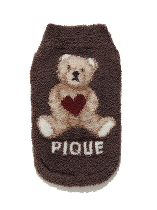 CAT&DOG Heart Bear Jacquard Pet Clothes with teddy bear design and 'PIQUE' text, perfect for cats and dogs, brown color.