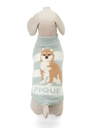 Shiba Inu pet clothes by CAT&DOG Baby Moco, featuring a cute Shiba Inu design on a plush, light blue sweater, perfect for small dogs.
