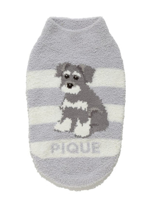 CAT&DOG Baby Moco Schnauzer pet clothes in gray and white with Schnauzer design and "PIQUE" text. Cozy and stylish pet fashion.