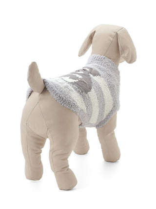 Alt Tag: Plush dog mannequin wearing CAT&DOG Baby Moco Schnauzer pet clothes in gray and white stripes.