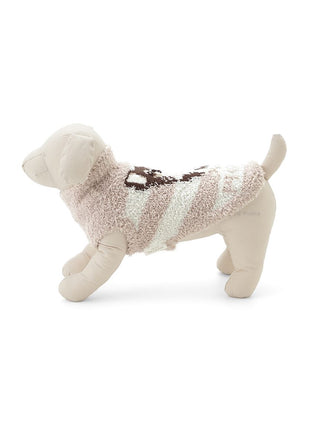 CAT&DOG Baby Moco pet clothes for Chihuahua, soft and cozy beige and white sweater on a plush dog mannequin.