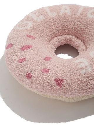 Pink donut-shaped CAT & DOG Baby Moco Pet Neck Pillow with soft texture and paw prints, ideal for pet comfort and support.