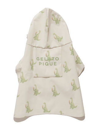 CAT&DOG Pet Rain Poncho with dinosaur pattern, featuring Gelato Pique logo, designed to keep pets dry and stylish in rainy weather.