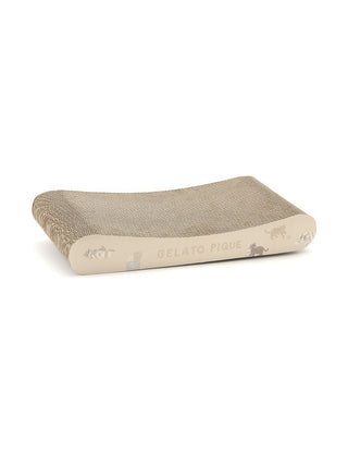 CAT&DOG cat scratching board with a curved design and textured surface, featuring decorative animal prints and branded with Gelato Pique.