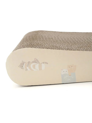 CAT&DOG cat scratching board with cartoon illustrations on side, featuring a textured surface for cats to scratch and lounge.