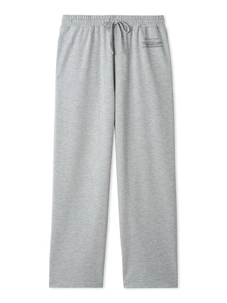 Heather gray men's inlay logo long pants with a relaxed straight-leg design and minimalist logo print, perfect for comfortable loungewear.