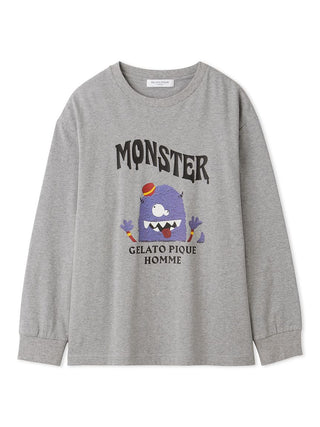 KAZUSA MATSUYAMA Monster Mens Long Sleeve Shirt in Dark Gray, Men's Loungewear Tops, T-shirt , Tank Top at Gelato Pique USA