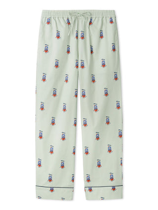 KAZUSA MATSUYAMA Monster Pattern Lounge Pants with playful hotel porter motif, in collaboration with GELATO PIQUE HOMME.
