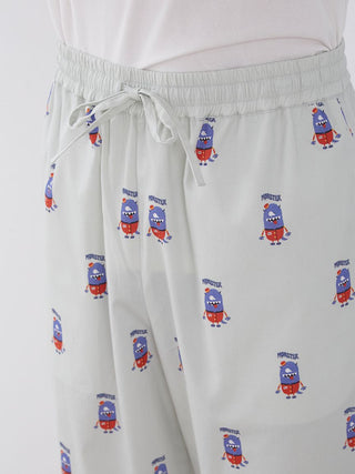 Alt Tag: KAZUSA MATSUYAMA Monster Pattern Lounge Pants with playful monster print, showcasing unique art collaboration with GELATO PIQUE HOMME.
