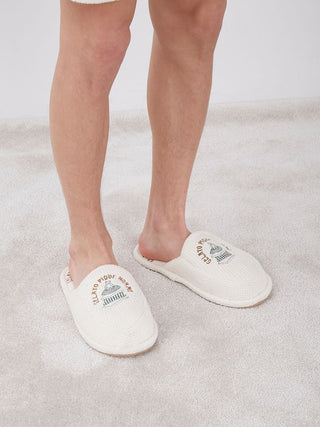 Airm moco Sleep Bear Fuzzy Bedroom Shoes in cream, Women's Lounge Room Slippers, Bedroom Slippers, Indoor Slippers at Gelato Pique USA