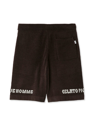 Black Men's Logo Jacquard Lounge Shorts with back pocket, HOMME logo, premium comfort, perfect for warm days.