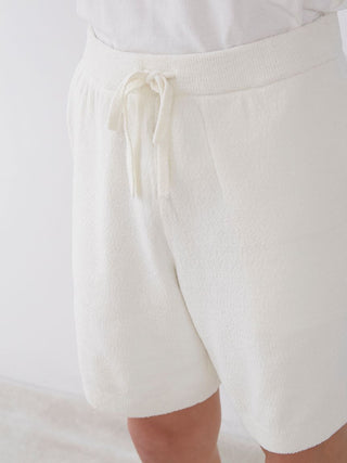 White Air Moco Sleepy Bear Lounge Shorts with drawstring, showcasing cozy comfort and whimsical charm, featuring a bear motif theme.