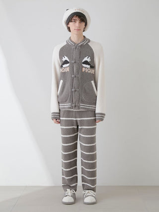 Model wearing Mens Powder Border Lounge Pants by Gelato Pique USA in a cozy setting, showcasing ultra-soft premium powder fabric.